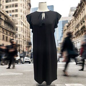 Michael Kors Womens Black Dress With Ruffle Sleeves &‎ Tassel Tie Small